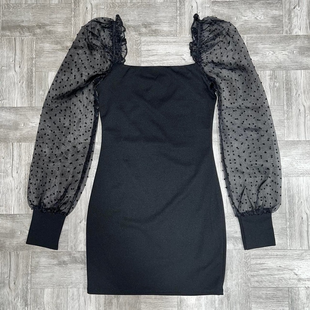 Lucy In The Sky Black Organza Sleeve Dress Size Small
